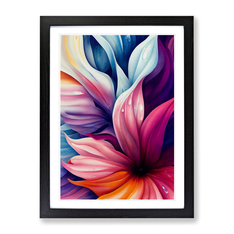 Entrancing Flowers No.2 - Single Picture Frame Print, 64cm H x 46cm W x 2cm D, Black