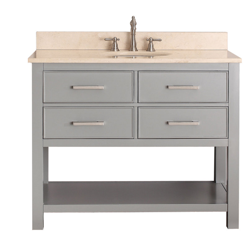 Brooks 43'' W Single Vanity, Chilled Gray, White Engineered Stone