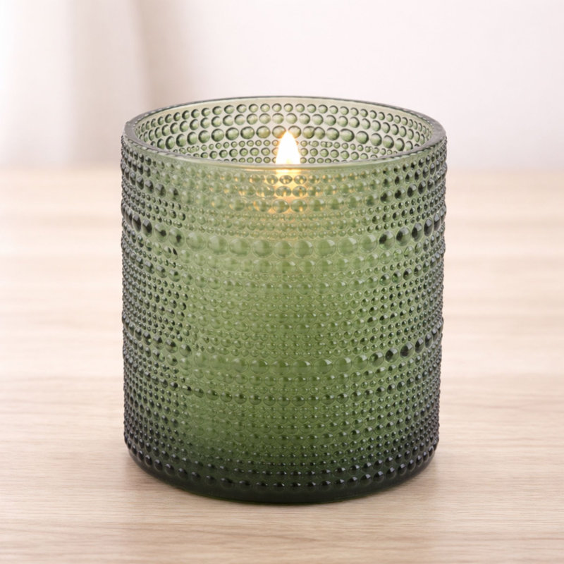 Bougie soja en pot de verre texturé (ensemble de 2)