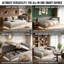 EU & UK Single Ottoman Daybed, Velvet Upholstered Sofa Bed with RGB LED Lights & USB/Type-C Charging, Grey/Cream-1649838260-1647653465