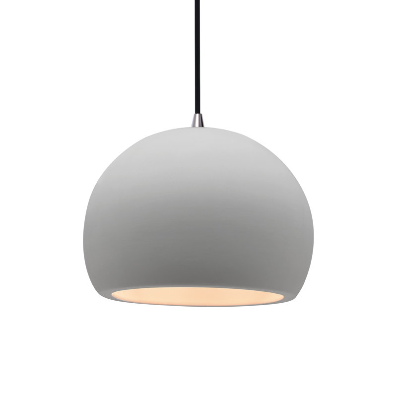 Luminaire suspendu à 1 lumière Aschwin, H 7,75 po x l 10 po x P 10 po, Bisque, Nickel brossé