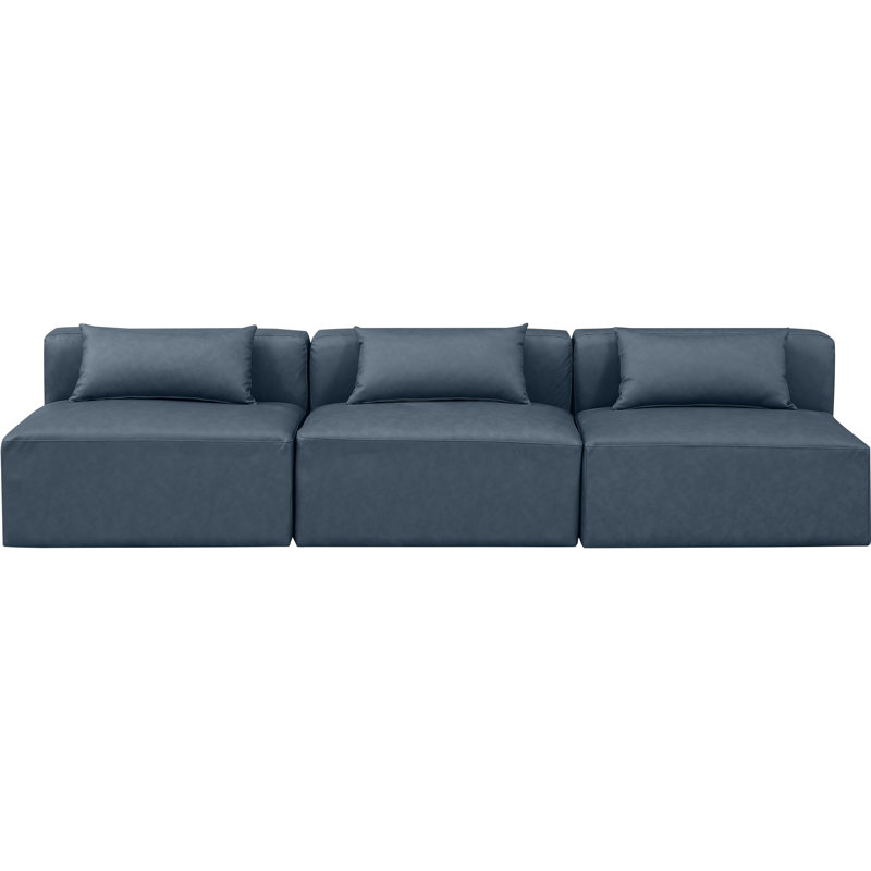Ivion Upholstered Sectional Reversible, Navy Vegan Leather