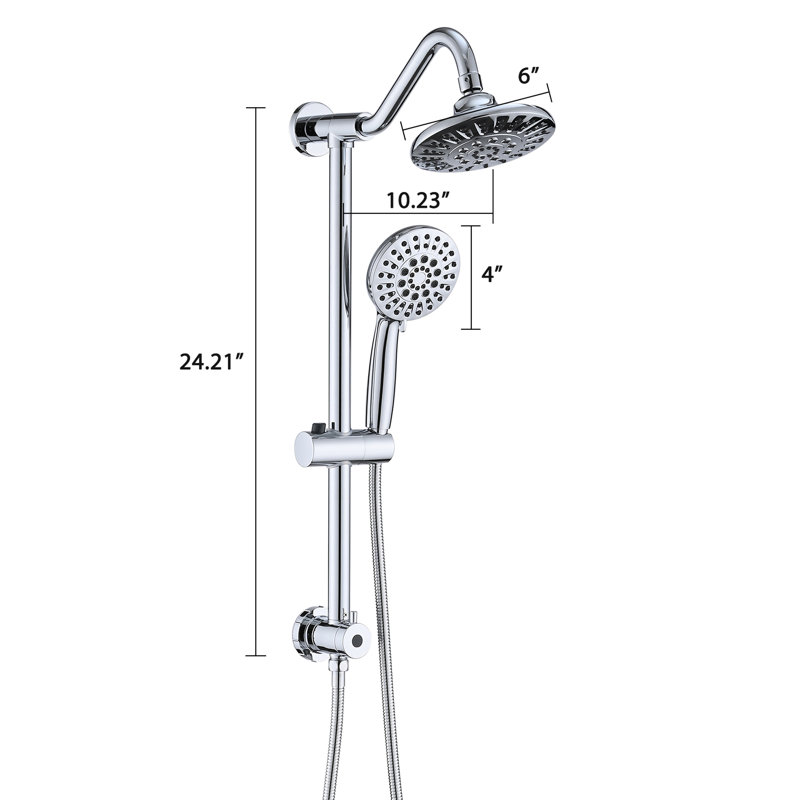 2.5 Gpm Shower With 6 Inch Rain Head And Handheld - Innovative Design Bathroom System Finish, Chrome