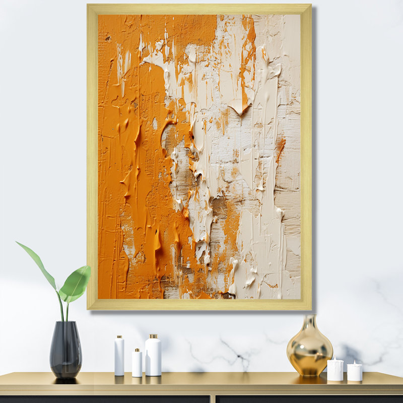 «Sunset Reverie Collage II - Abstract Collages», art mural, Cadre doré simple, H 44 po x l 34 po x P 1,5 po