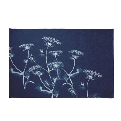 Tapis décoratif floral bleu alvordton