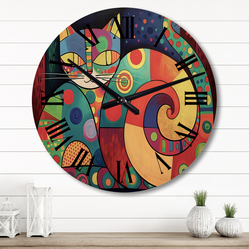 Horloge murale en bois massif Alyshia, Grand