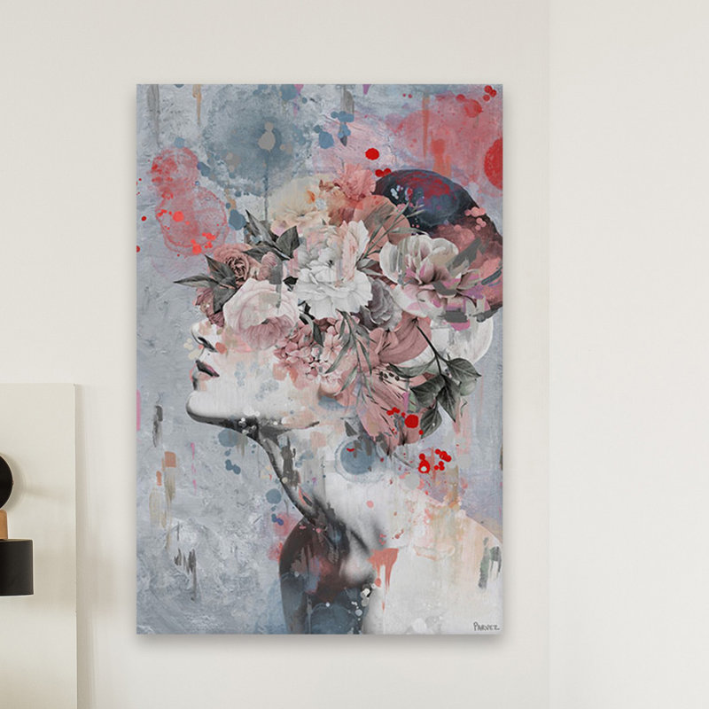 «Pink Flower Face» par Parvez Taj - reproduction d'art sur toile tendue, H 36 po x l 24 po x P 1,5 po