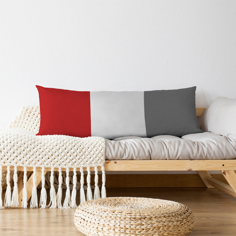 Oreiller pour le corps Addison Stripes (avec insert amovible), Écarlate / gris