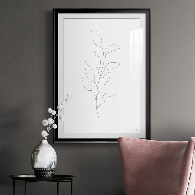Botanical Gesture VI - Peinture encadrée, Noir, H 26,5 po x l 36,5 po x P 1,5 po