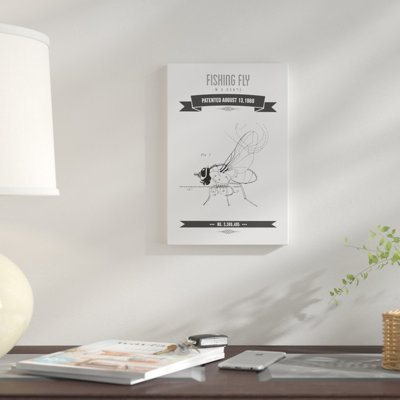 « w.d. kuntz fishing fly », reproduction d’impression sur toile en gris anthracite