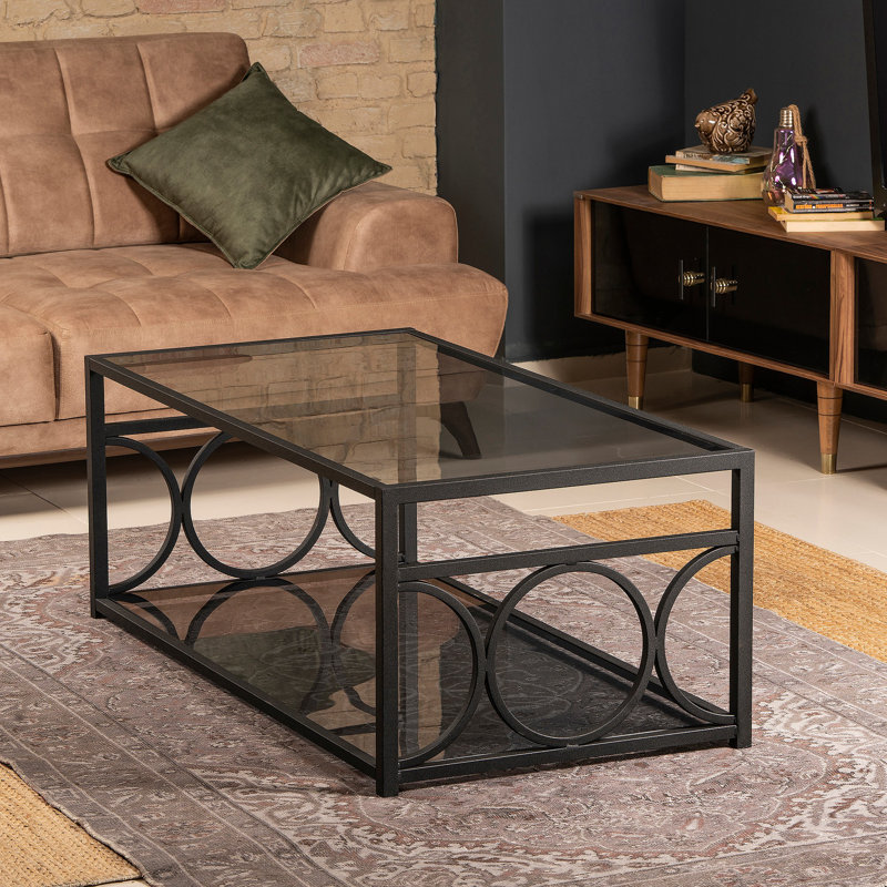 Table basse avec tablette de rangement Thatcher, Noir