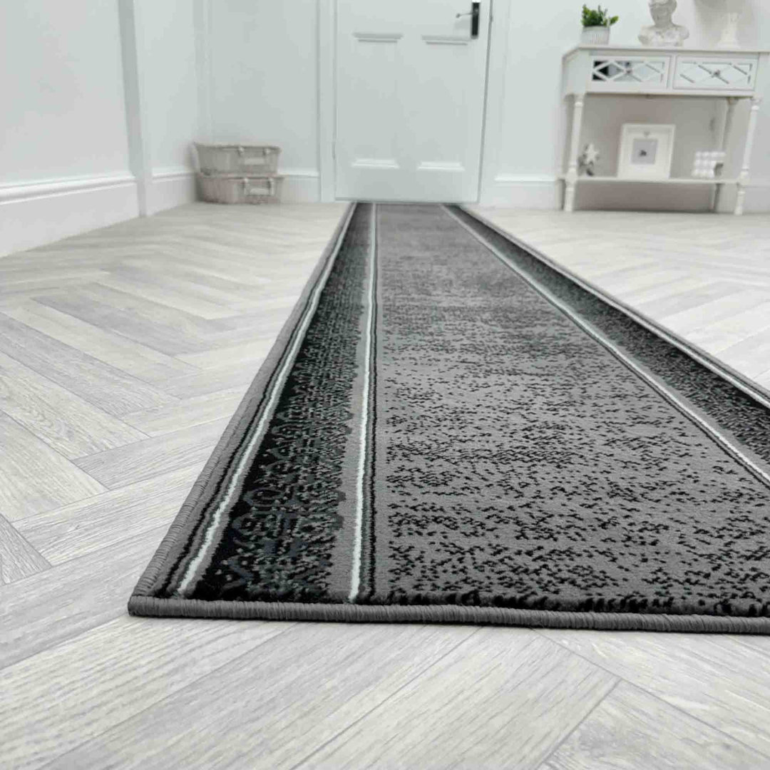 Tribal Dark Grey Hallway Runner Rug – Soft, Comfortable & Durable Carpet for Hall, Kitchen & Corridor