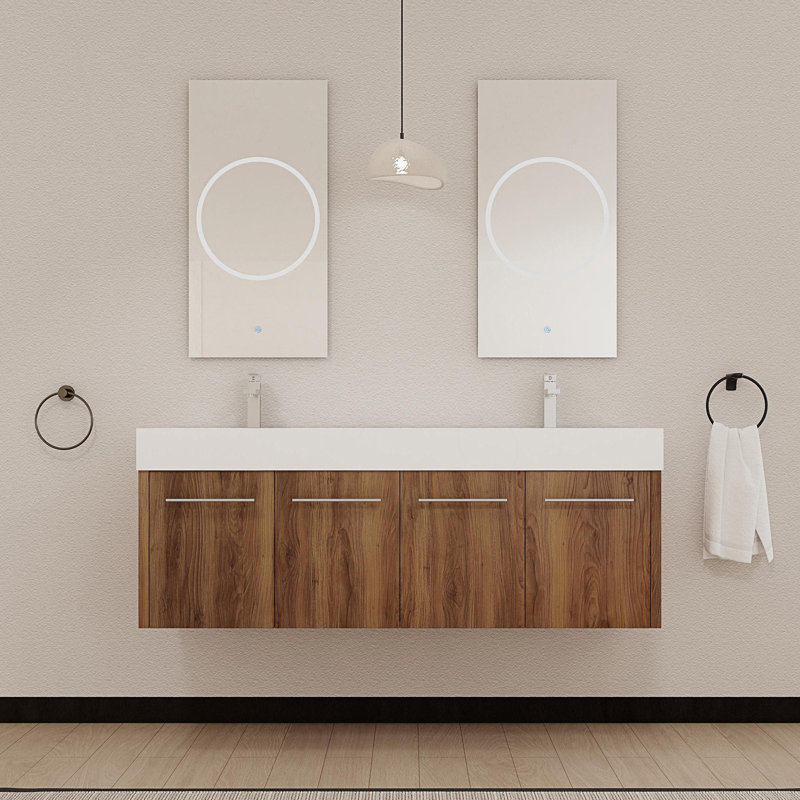 Meuble-lavabo mural avec double lavabo en résine