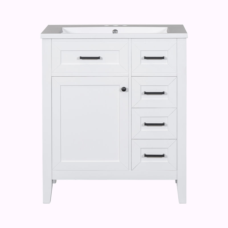 Meuble-lavabo simple avec plateau 30 po Sollie, Blanc