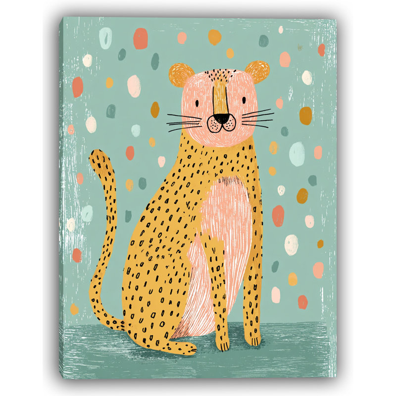 Confettis guépard, art mural sur toile tendue, H 32 po x l 24 po