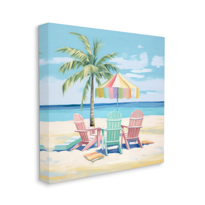 " Pastel Beach Umbrella Scene " by Irena Orlov