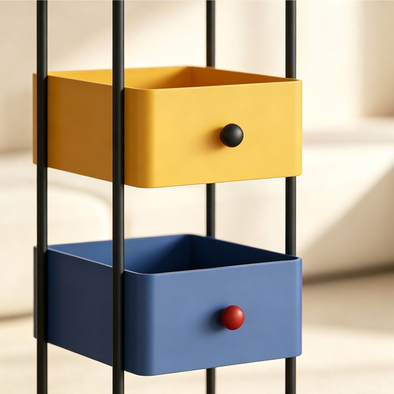 Tablette de rangement ouverte en acier laminé à froid, Blanc / jaune / bleu / rouge