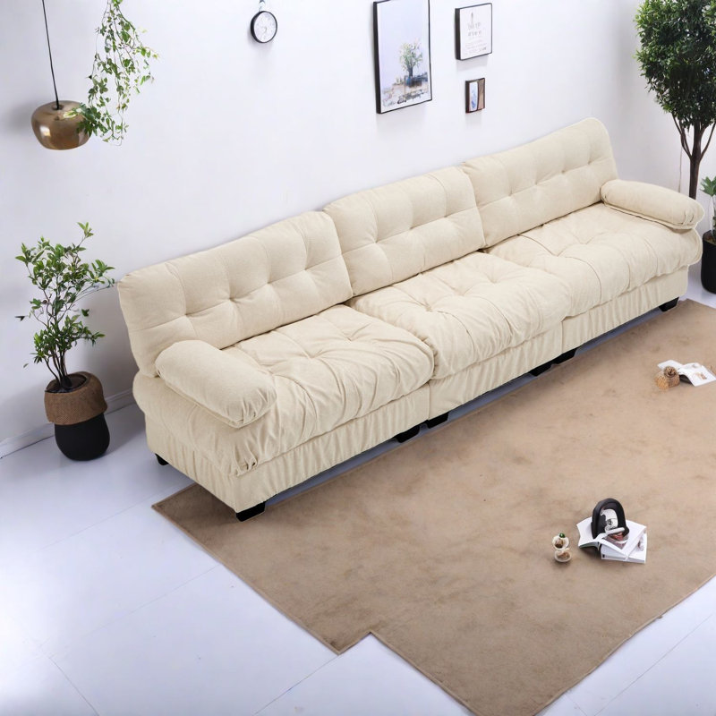 Canapé modulaire à assise profonde, canapé en nuage moderne à structure en bois pour la maison