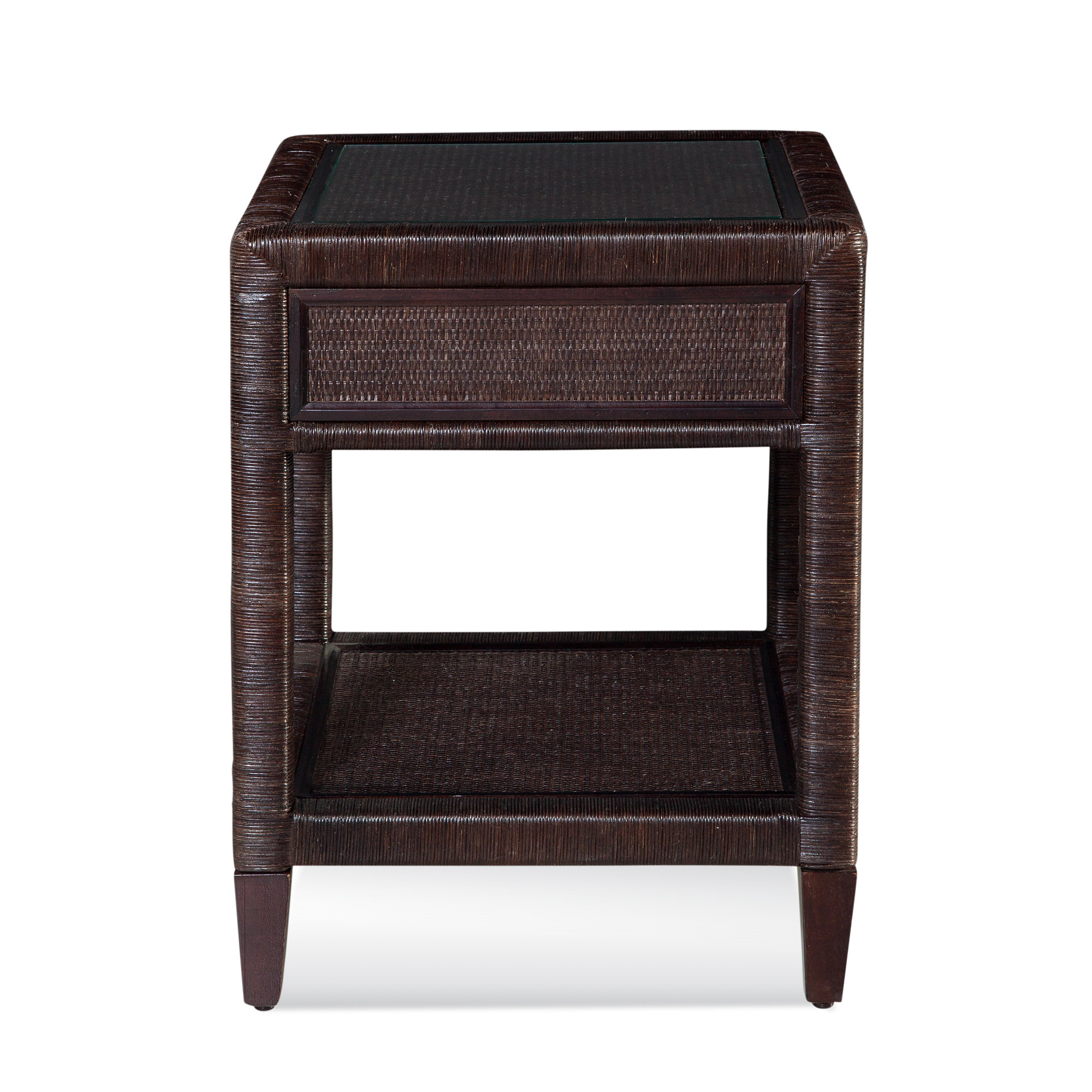 Warwick 1 - Drawer Wicker/Rattan Nightstand, Java, Satin Brass