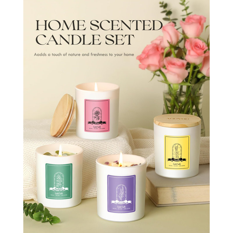 Rose/Vanilla/Eucalyptus/Lavender Scented Candles - Aromatherapy Candle With Crystals Inside, Soy Candles For Home Scented, Christmas Birthday Gifts Candle For Mom