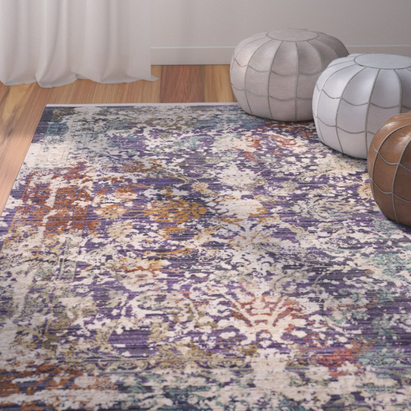 Mellie Purple/Beige Area Rug, Rectangle 5' x 7'
