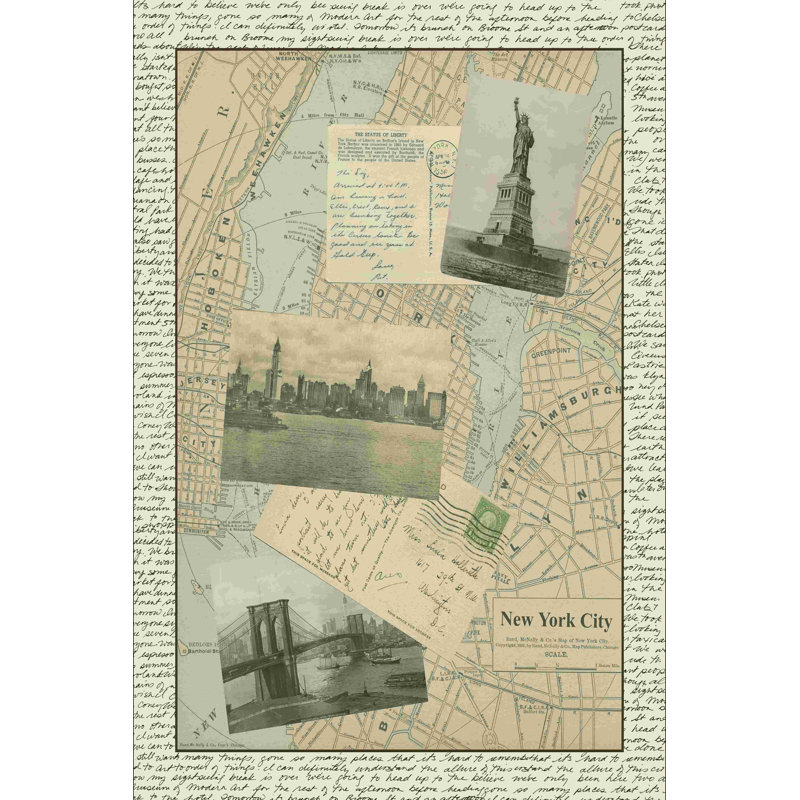 Carte rétro de New York, H 18 po x l 12 po