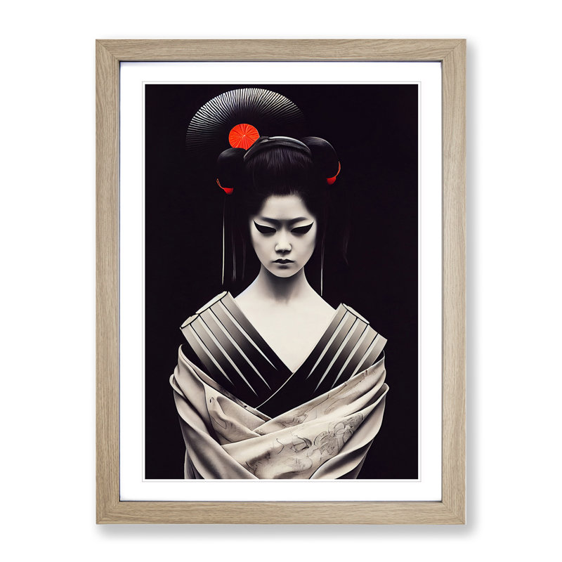 Contemporary Geisha No.1 - Framed Print, 46cm H x 34cm W x 2cm D, Oak Framed