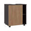Armoire sous l'évier à deux tablettes latérales avec une porte, avec découpes, rangement compact pour la salle de bain autoportante compacte 22 po, noir, chêne naturel-1479292919