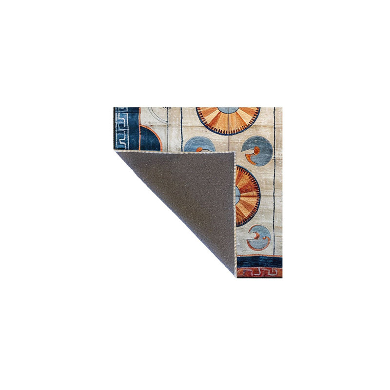 Tapis lavable à la machine à motif géométrique à motif géométrique beige de la collection Paris