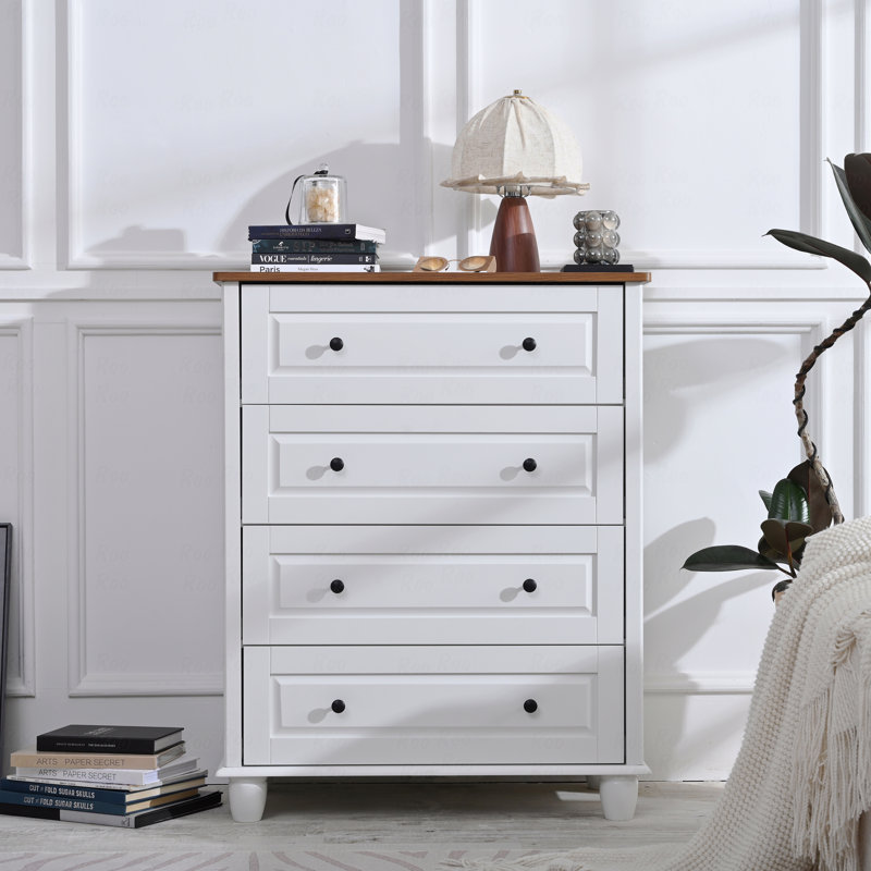 Commode 4 tiroirs, commode moderne, armoire de rangement haute en bois (commode)