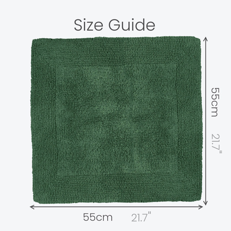 Nagelly Reversible Square Bath Mat, Dark Green
