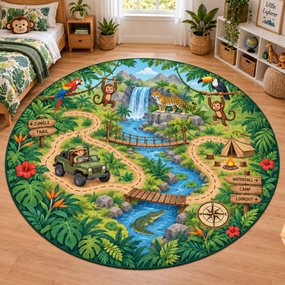 Tapis rond ultra-mince 6 pi x 6 pi «Ultra Thin» pour chambre d'enfant, salon, chambre à coucher et bureau à domicile