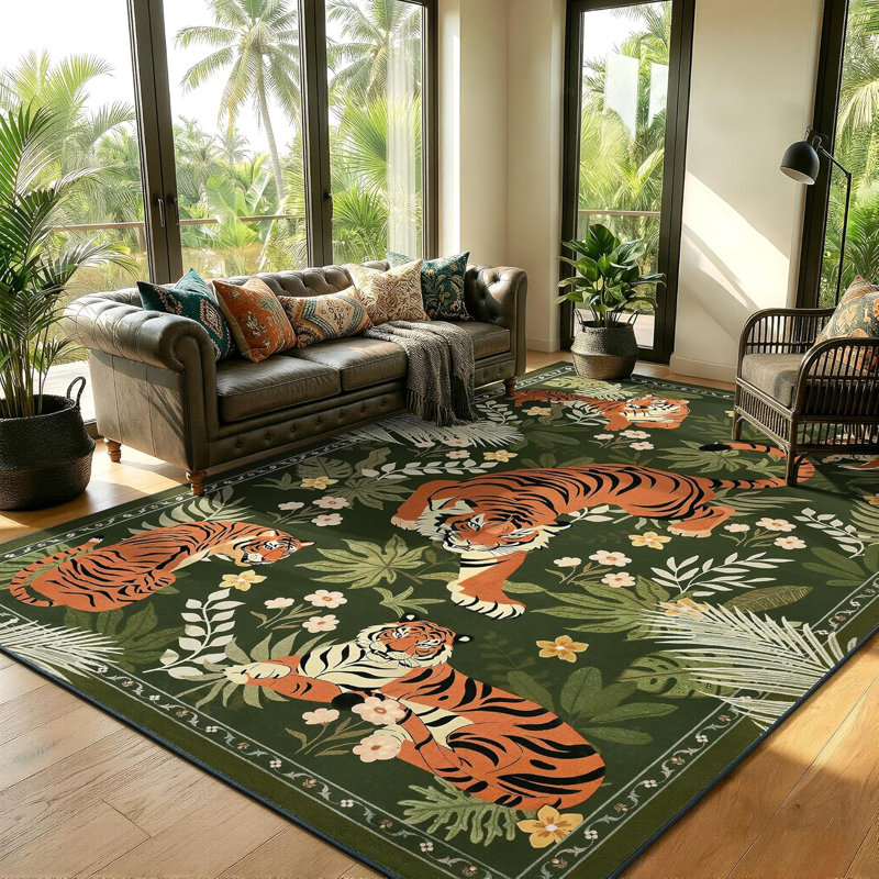 Tapis lavables à la machine Lochas, Rectangle 6 pi x 9 pi, Vert