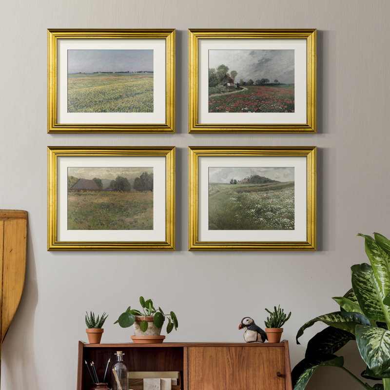 Vintage Landscape L  -4 Piece Set of Framed Prints