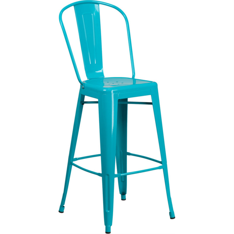 Tabouret de bar Iddings, Cristal brillant bleu sarcelle, 1, Tabouret de bar (siège d'une hauteur de 30 po)