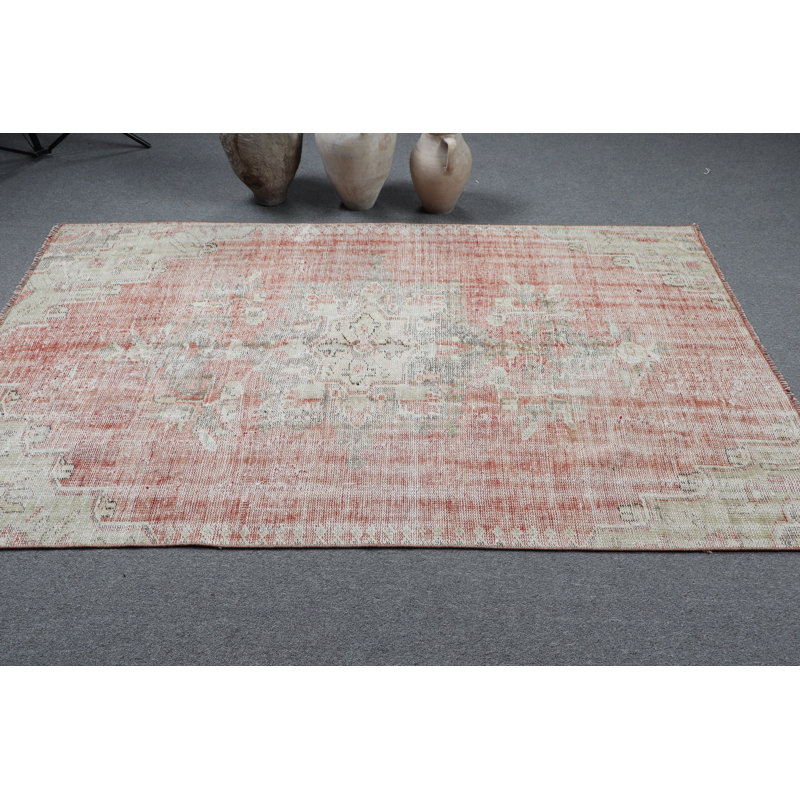 Tapis turc Oushak tissé à la main dans un style bohémien parfait pour décorer le plancher d'un salon