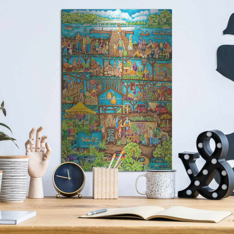 Red Barrel Studio® «Farmers Market» par Andrea Strongwater, art mural en métal, H 16 po x l 12 po