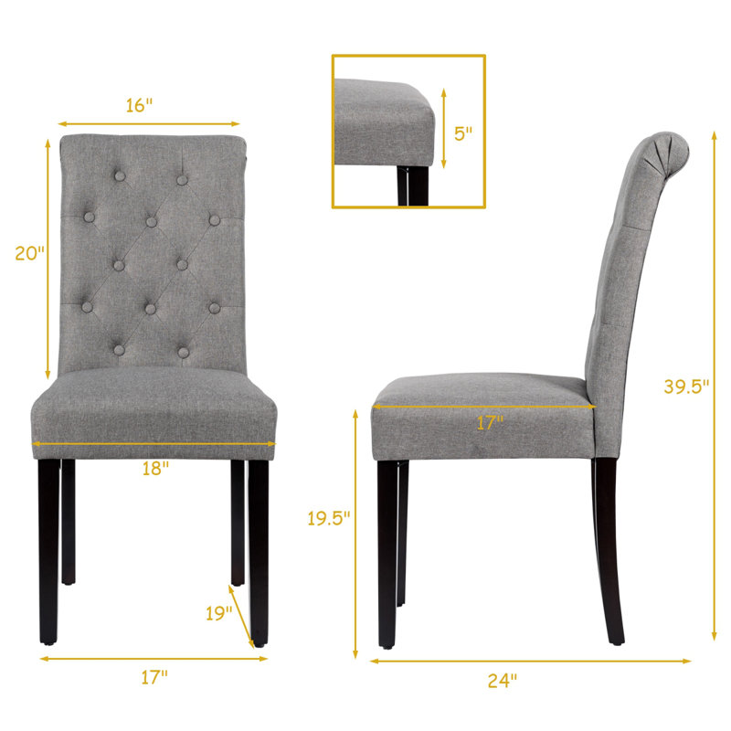 Chaise parsons rembourrée Insha, gris, Noir