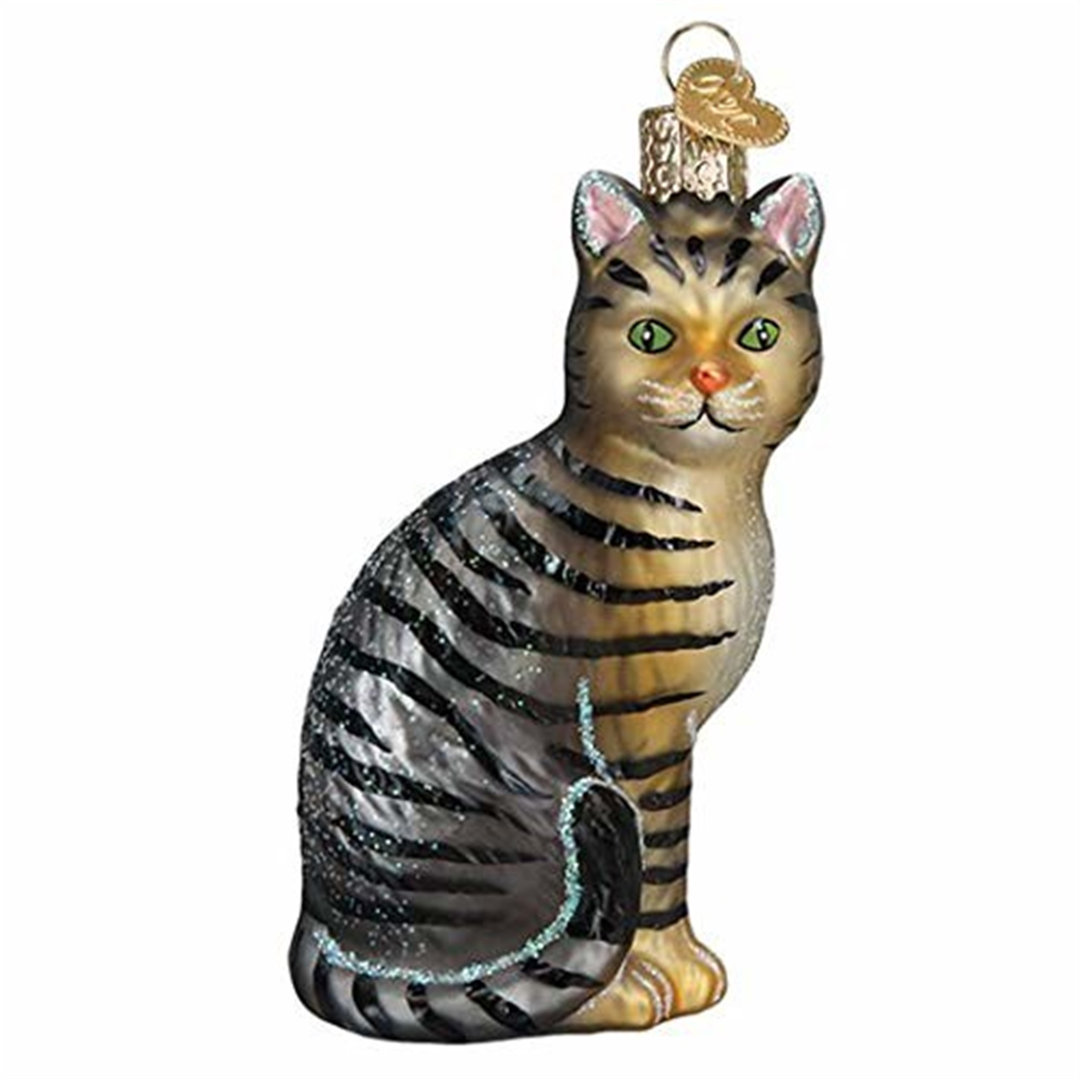 Tabby Cat Hanging Figurine Ornament Old World Christmas