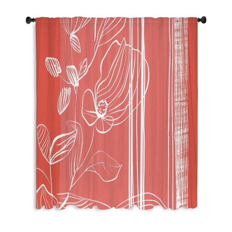 Rideaux de fenêtre Botanical line art, L 50 po x L 84 po