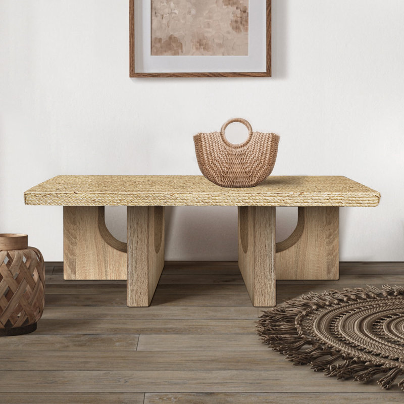 Table basse rectangulaire en rotin