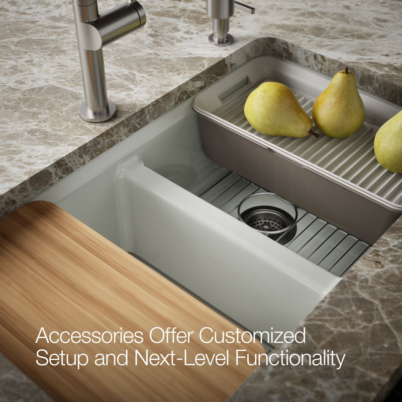 Riverby® 33" undermount double-bowl workstation kitchen sink, Sea Salt