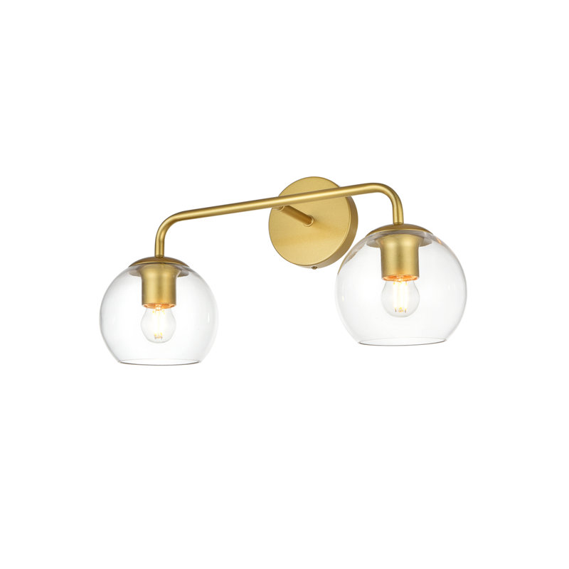 Lumière de meuble-lavabo à intensité variable, Laiton, H 10 po x l 19 po x P 19 po, Deux lumières