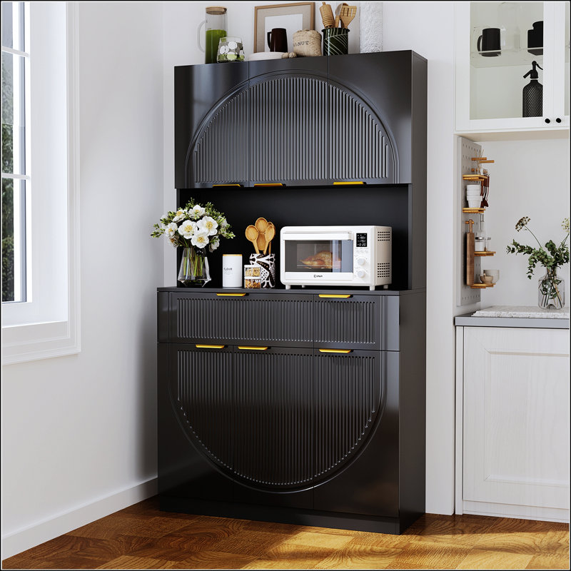Armoire de rangement pour garde-manger de 71 pouces avec tiroirs, portes et station de charge intégrée pour les espaces de vie modernes