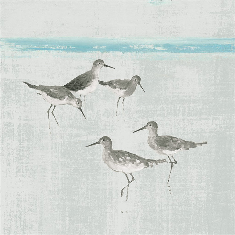 «Sandpipers Square I Gray» par Avery Tillmon, art mural encadré, Papier emballé, H 19,5 po x l 19,5 po x P 1 po