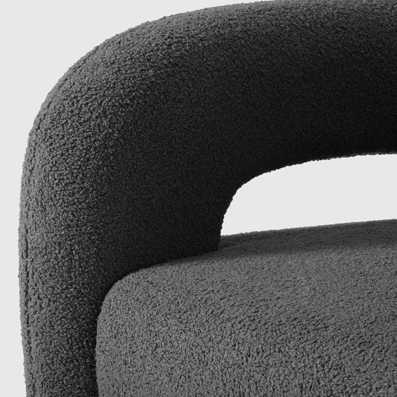 Bayville 29" Wide Sherpa Swivel Chair, Charcoal Gray Polyester