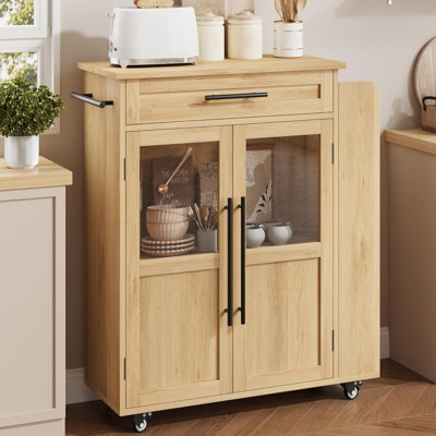 Chariot mobile pour îlot de cuisine avec roulettes à 360 °, tiroirs et étagère à épices, chariot de rangement et de service polyvalent pour la cuisine et la salle à manger