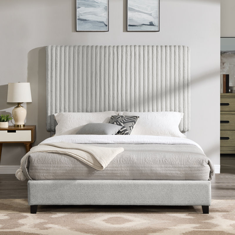 Arale Channeled Upholstered Platform Bed, Queen