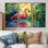 Flamant rose dans le lagon II - décoration murale flamant rose - 3 pièces