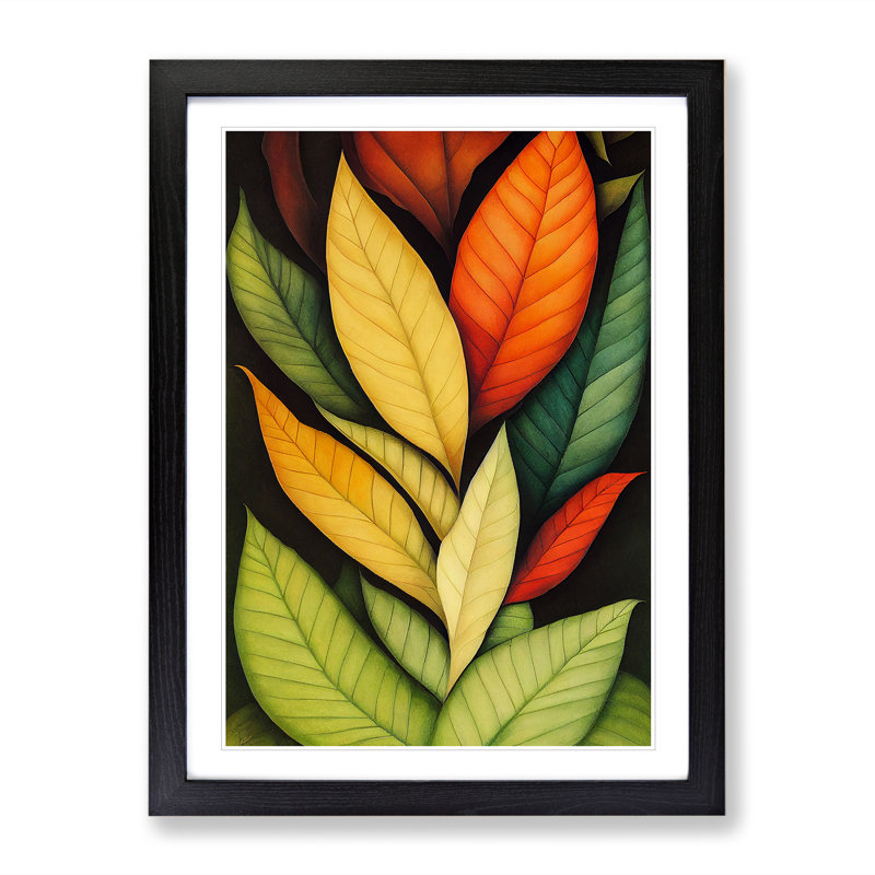 Leaves In Colour No.1 - Single Picture Frame Print, 34cm H x 25cm W x 2cm D, Black